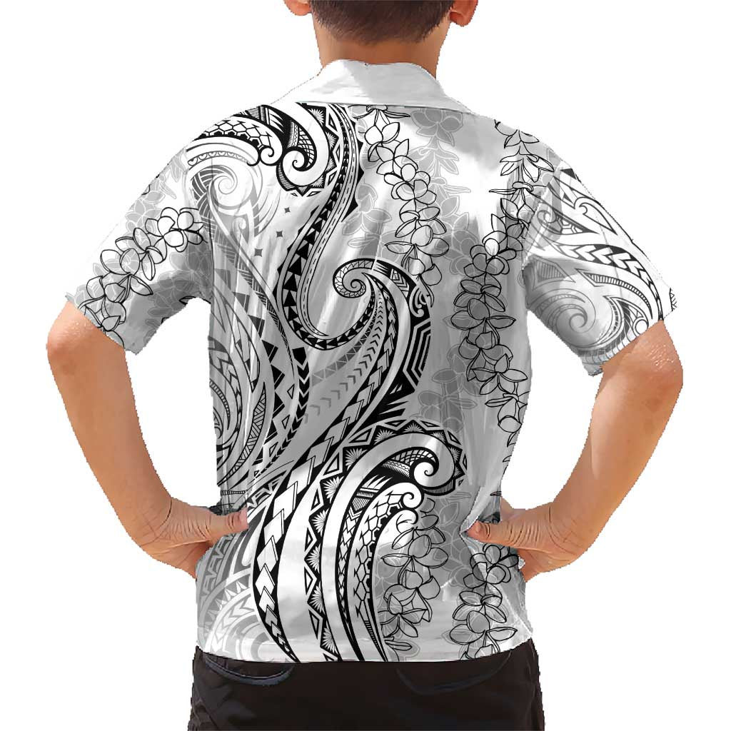 Polynesia Plumeria Lei Hawaiian Shirt White Curves Motif