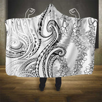 Polynesia Plumeria Lei Hooded Blanket White Curves Motif