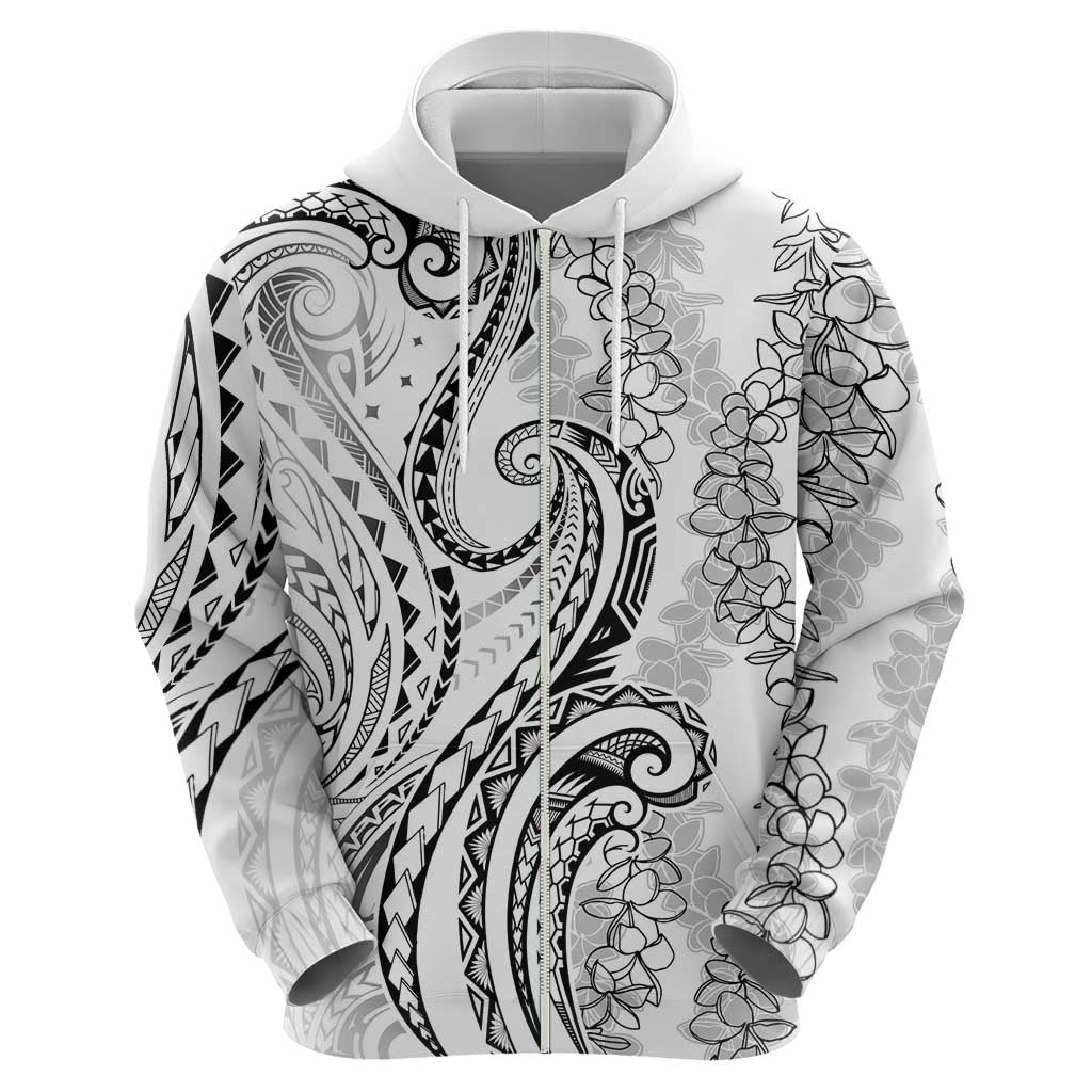 Polynesia Plumeria Lei Hoodie White Curves Motif