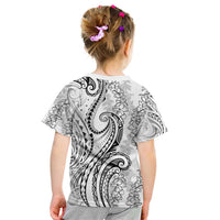 Polynesia Plumeria Lei Kid T Shirt White Curves Motif