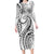 Polynesia Plumeria Lei Long Sleeve Bodycon Dress White Curves Motif