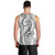 Polynesia Plumeria Lei Men Tank Top White Curves Motif
