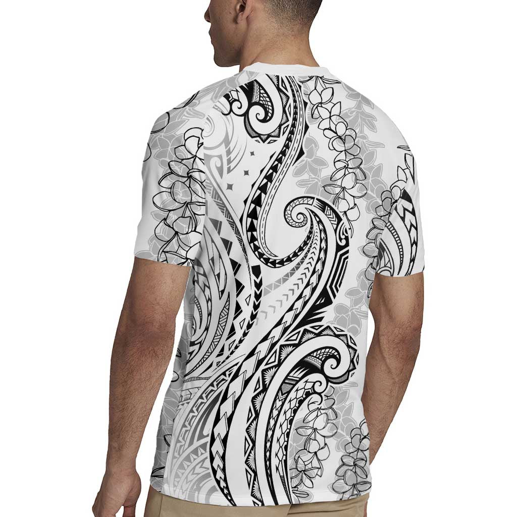 Polynesia Plumeria Lei Rugby Jersey White Curves Motif