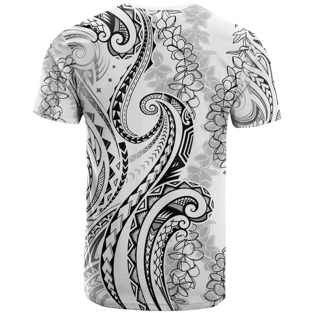 Polynesia Plumeria Lei T Shirt White Curves Motif