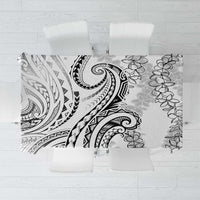 Polynesia Plumeria Lei Tablecloth White Curves Motif