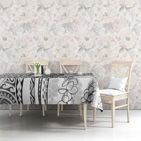 Polynesia Plumeria Lei Tablecloth White Curves Motif