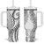 Polynesia Plumeria Lei Tumbler With Handle White Curves Motif