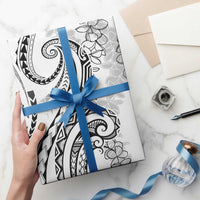 Polynesia Plumeria Lei Wrapping Paper White Curves Motif