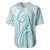 Polynesia Plumeria Lei Baseball Jersey White Turquoise Curves Motif