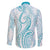 Polynesia Plumeria Lei Family Matching Long Sleeve Bodycon Dress and Hawaiian Shirt White Turquoise Curves Motif