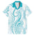 Polynesia Plumeria Lei Family Matching Mermaid Dress and Hawaiian Shirt White Turquoise Curves Motif