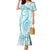 Polynesia Plumeria Lei Family Matching Mermaid Dress and Hawaiian Shirt White Turquoise Curves Motif