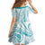 Polynesia Plumeria Lei Family Matching Off Shoulder Maxi Dress and Hawaiian Shirt White Turquoise Curves Motif