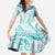 Polynesia Plumeria Lei Family Matching Tank Maxi Dress and Hawaiian Shirt White Turquoise Curves Motif