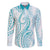 Polynesia Plumeria Lei Family Matching Tank Maxi Dress and Hawaiian Shirt White Turquoise Curves Motif