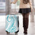 Polynesia Plumeria Lei Luggage Cover White Turquoise Curves Motif