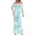 Polynesia Plumeria Lei Mermaid Dress White Turquoise Curves Motif