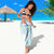 Polynesia Plumeria Lei Sarong White Turquoise Curves Motif
