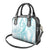 Polynesia Plumeria Lei Shoulder Handbag White Turquoise Curves Motif