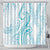 Polynesia Plumeria Lei Shower Curtain White Turquoise Curves Motif
