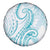 Polynesia Plumeria Lei Spare Tire Cover White Turquoise Curves Motif