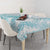 Polynesia Plumeria Lei Tablecloth White Turquoise Curves Motif