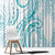 Polynesia Plumeria Lei Window Curtain White Turquoise Curves Motif