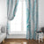 Polynesia Plumeria Lei Window Curtain White Turquoise Curves Motif