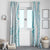 Polynesia Plumeria Lei Window Curtain White Turquoise Curves Motif
