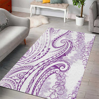 Polynesia Plumeria Lei Area Rug White Violet Curves Motif