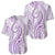 Polynesia Plumeria Lei Baseball Jersey White Violet Curves Motif