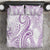 Polynesia Plumeria Lei Bedding Set White Violet Curves Motif