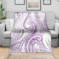 Polynesia Plumeria Lei Blanket White Violet Curves Motif