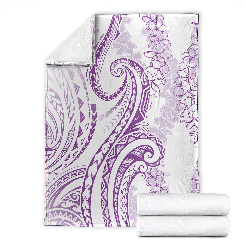 Polynesia Plumeria Lei Blanket White Violet Curves Motif