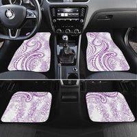 Polynesia Plumeria Lei Car Mats White Violet Curves Motif