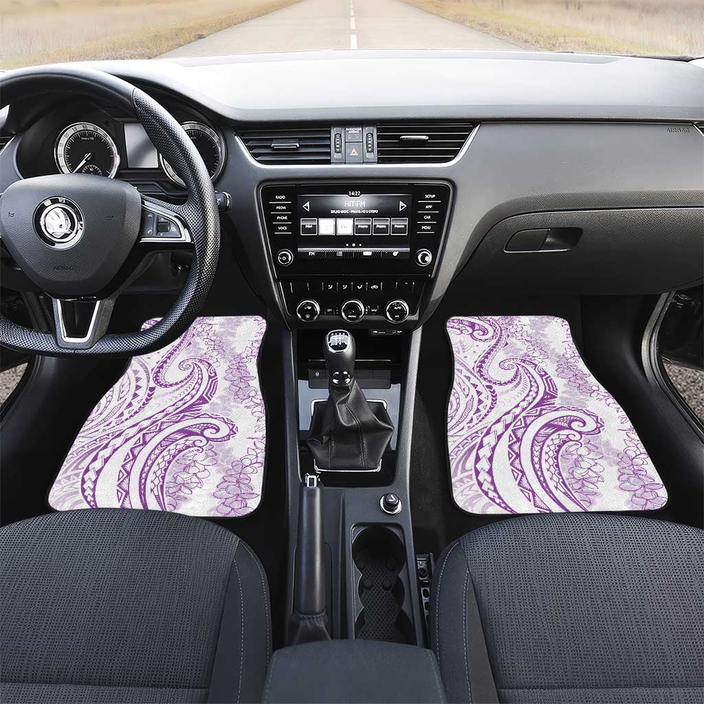 Polynesia Plumeria Lei Car Mats White Violet Curves Motif