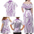 Polynesia Plumeria Lei Family Matching Off Shoulder Maxi Dress and Hawaiian Shirt White Violet Curves Motif