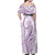 Polynesia Plumeria Lei Family Matching Off Shoulder Maxi Dress and Hawaiian Shirt White Violet Curves Motif