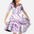 Polynesia Plumeria Lei Family Matching Short Sleeve Bodycon Dress and Hawaiian Shirt White Violet Curves Motif