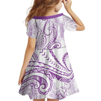Polynesia Plumeria Lei Family Matching Short Sleeve Bodycon Dress and Hawaiian Shirt White Violet Curves Motif