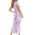 Polynesia Plumeria Lei Family Matching Short Sleeve Bodycon Dress and Hawaiian Shirt White Violet Curves Motif
