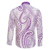 Polynesia Plumeria Lei Family Matching Summer Maxi Dress and Hawaiian Shirt White Violet Curves Motif LT7 - Polynesian Pride