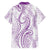 Polynesia Plumeria Lei Family Matching Tank Maxi Dress and Hawaiian Shirt White Violet Curves Motif