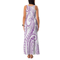 Polynesia Plumeria Lei Family Matching Tank Maxi Dress and Hawaiian Shirt White Violet Curves Motif