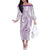 Polynesia Plumeria Lei Off The Shoulder Long Sleeve Dress White Violet Curves Motif