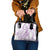 Polynesia Plumeria Lei Shoulder Handbag White Violet Curves Motif