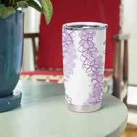 Polynesia Plumeria Lei Tumbler Cup White Violet Curves Motif