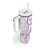 Polynesia Plumeria Lei Tumbler With Handle White Violet Curves Motif
