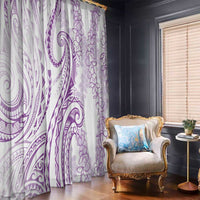 Polynesia Plumeria Lei Window Curtain White Violet Curves Motif