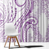 Polynesia Plumeria Lei Window Curtain White Violet Curves Motif